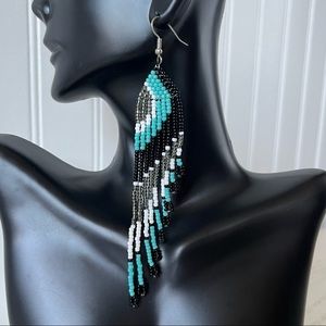 Super cute seed bead fringe “wing” earrings!
